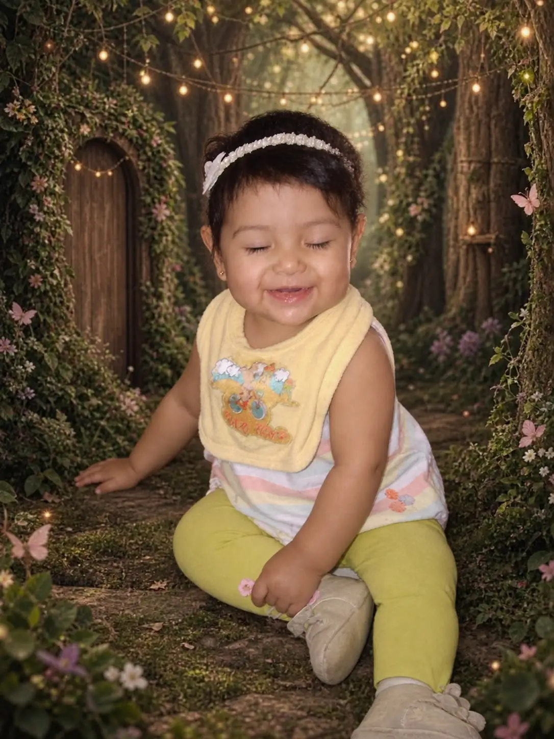 Geraidi cuando era pequeña, sonriendo